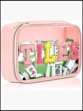 Mahjong Tile Bag PVC Clear Waterproof Storage Case for 166 Tiles Travel Game